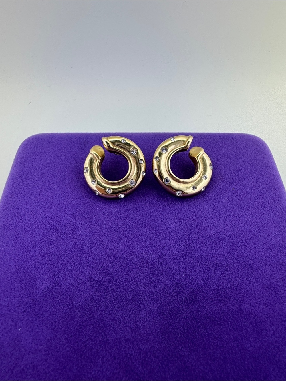 💛Vintage Grossé Gold Plated Crystal Hoop Earrings | Christian Dior Designer Luxe